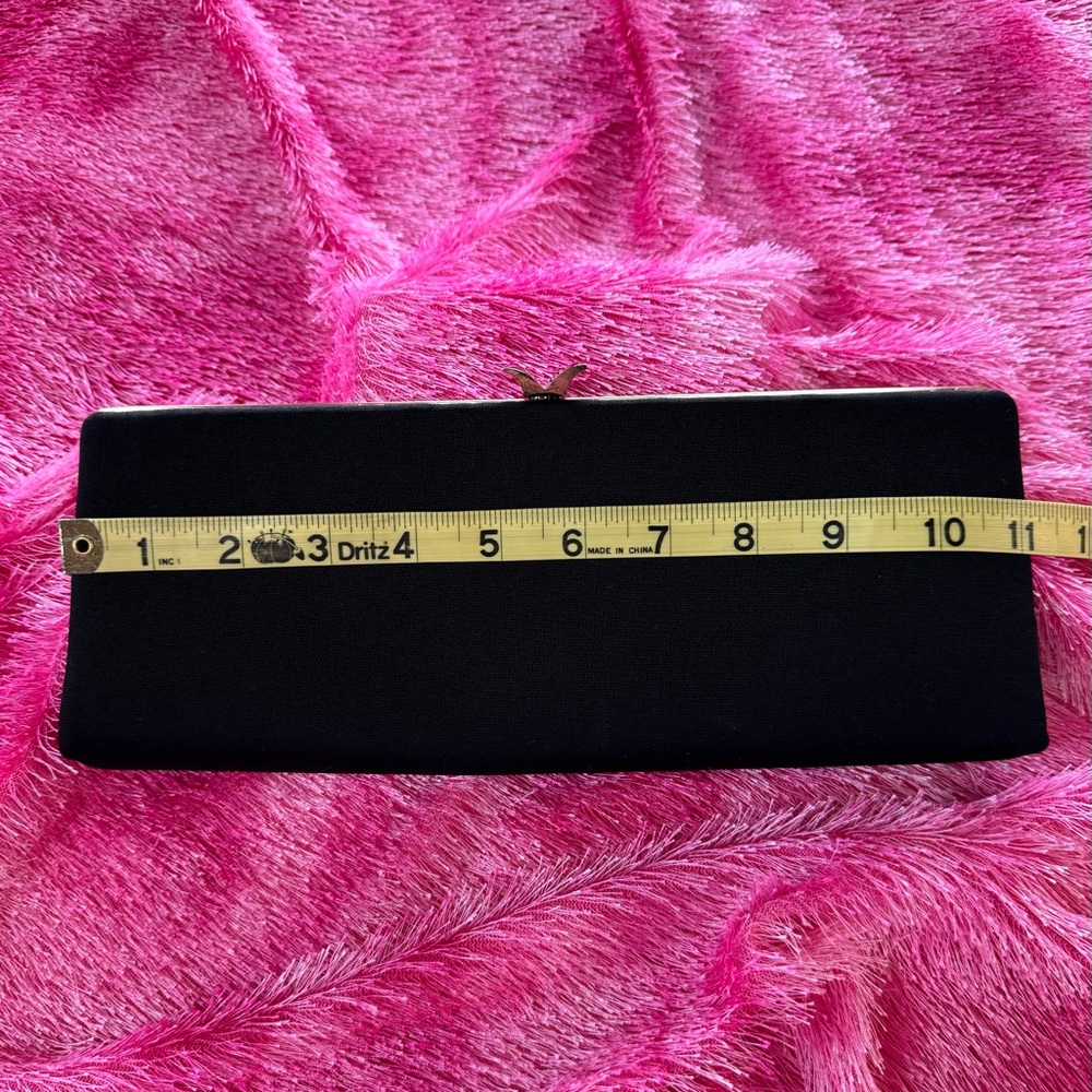 Clutch Evening Bag Black Simple Elegant (~11” x 4.5”) - Picture 4 of 12